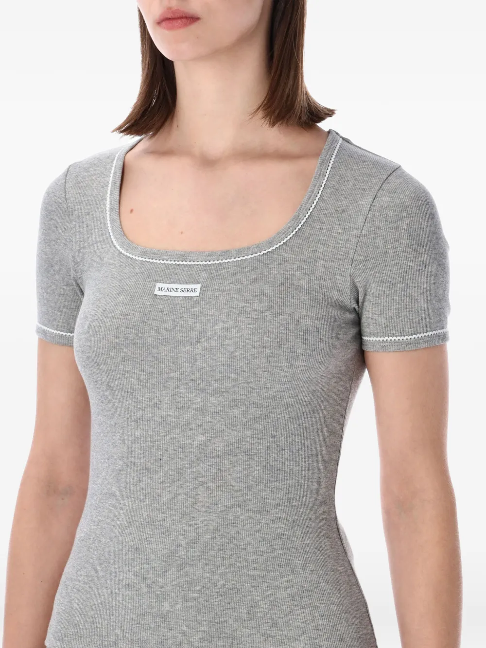 Marine Serre Jersey T-shirt met logo-label Grijs