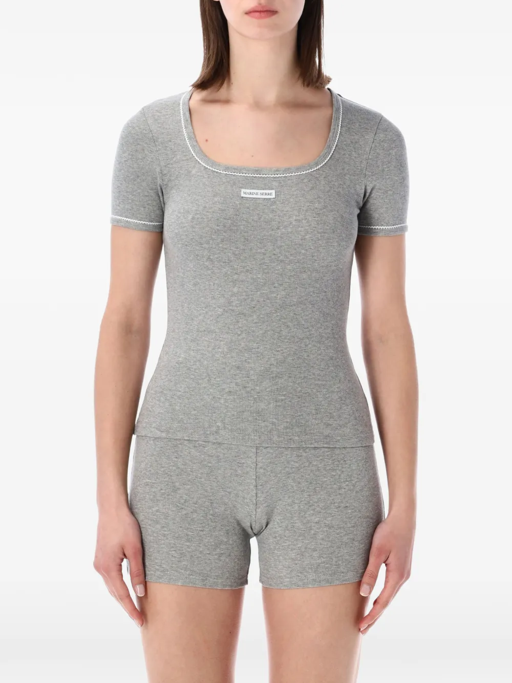 Marine Serre short-sleeves T-shirt - Grigio