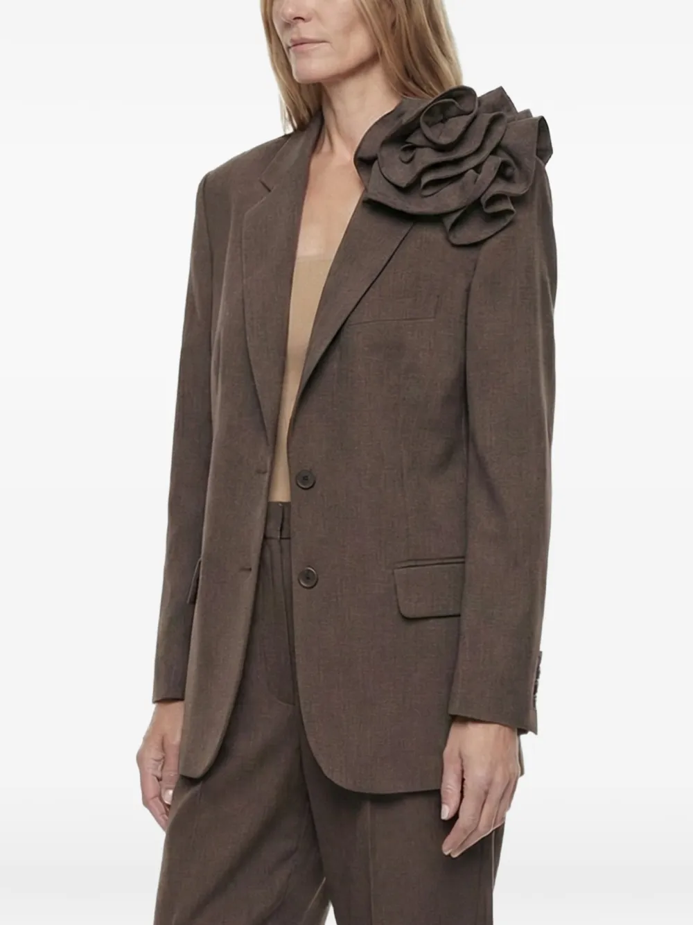 Magda Butrym Floral-appliqué Blazer in Brown, view 2