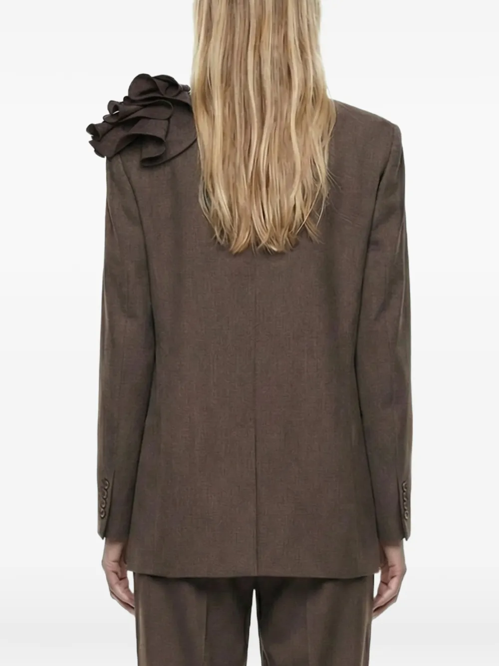 Magda Butrym Floral-appliqué Blazer in Brown, view 3