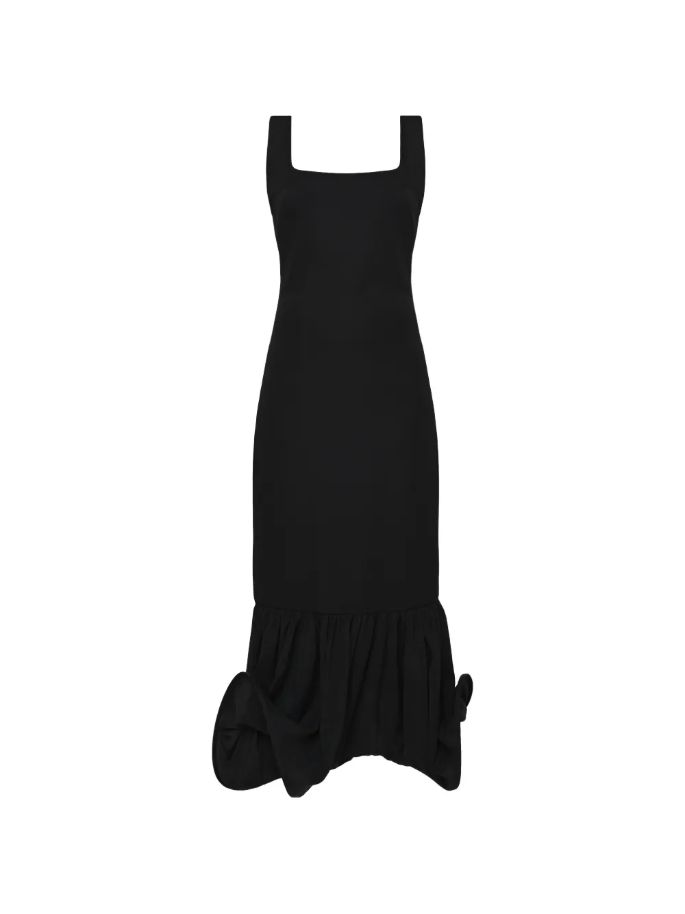 TATUNA ruffled draped midi dress - Nero