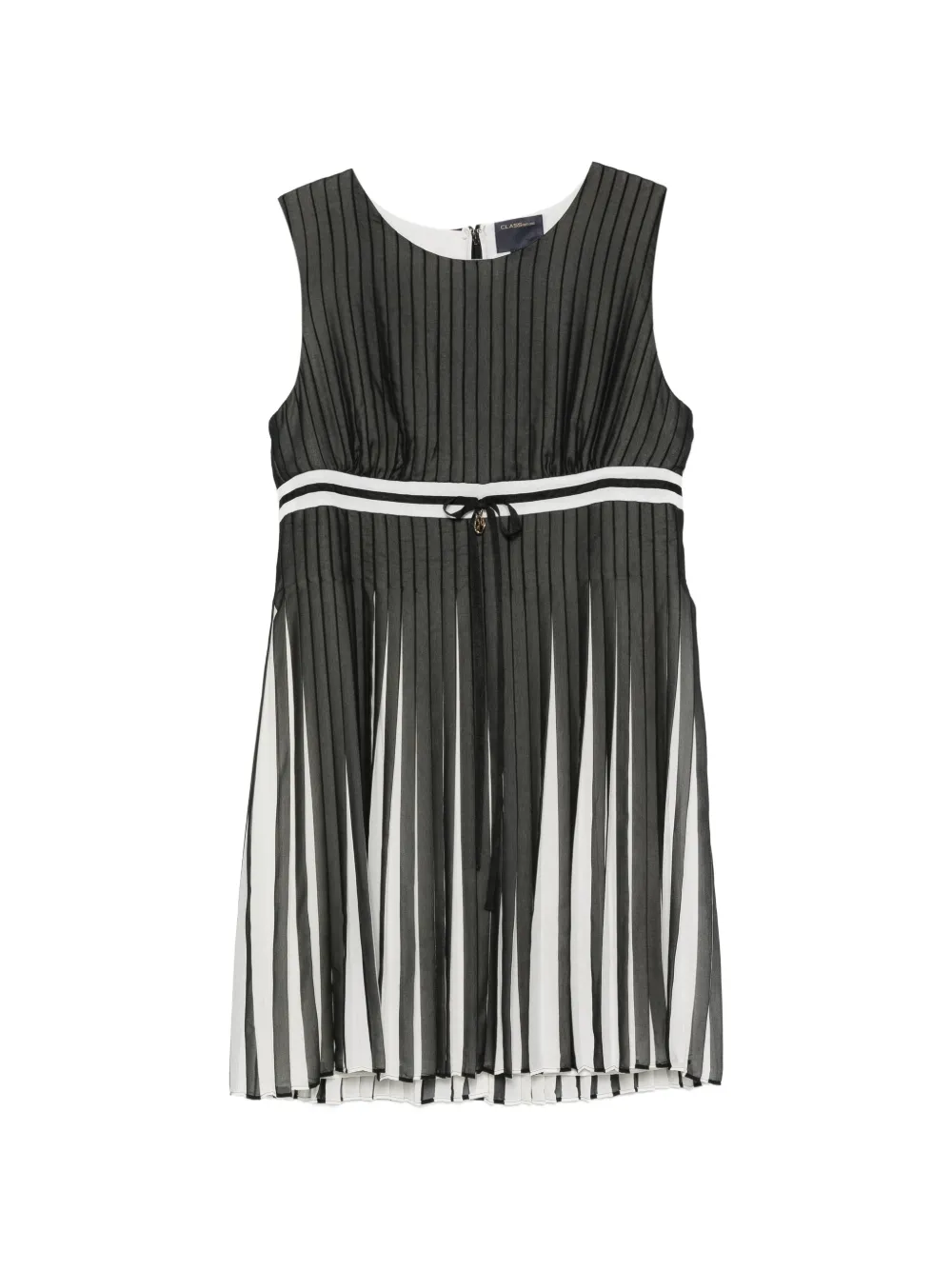 Roberto Cavalli Vintage 2000s pleated striped-pattern midi dress - Nero