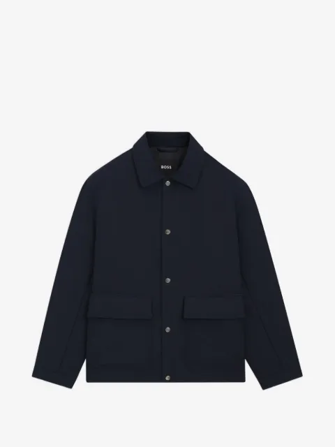 BOSS relaxed-fit jacket in water-repellent peached fabric