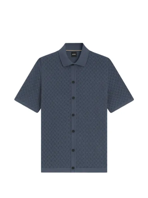 BOSS pointelle-knit button-down shirt