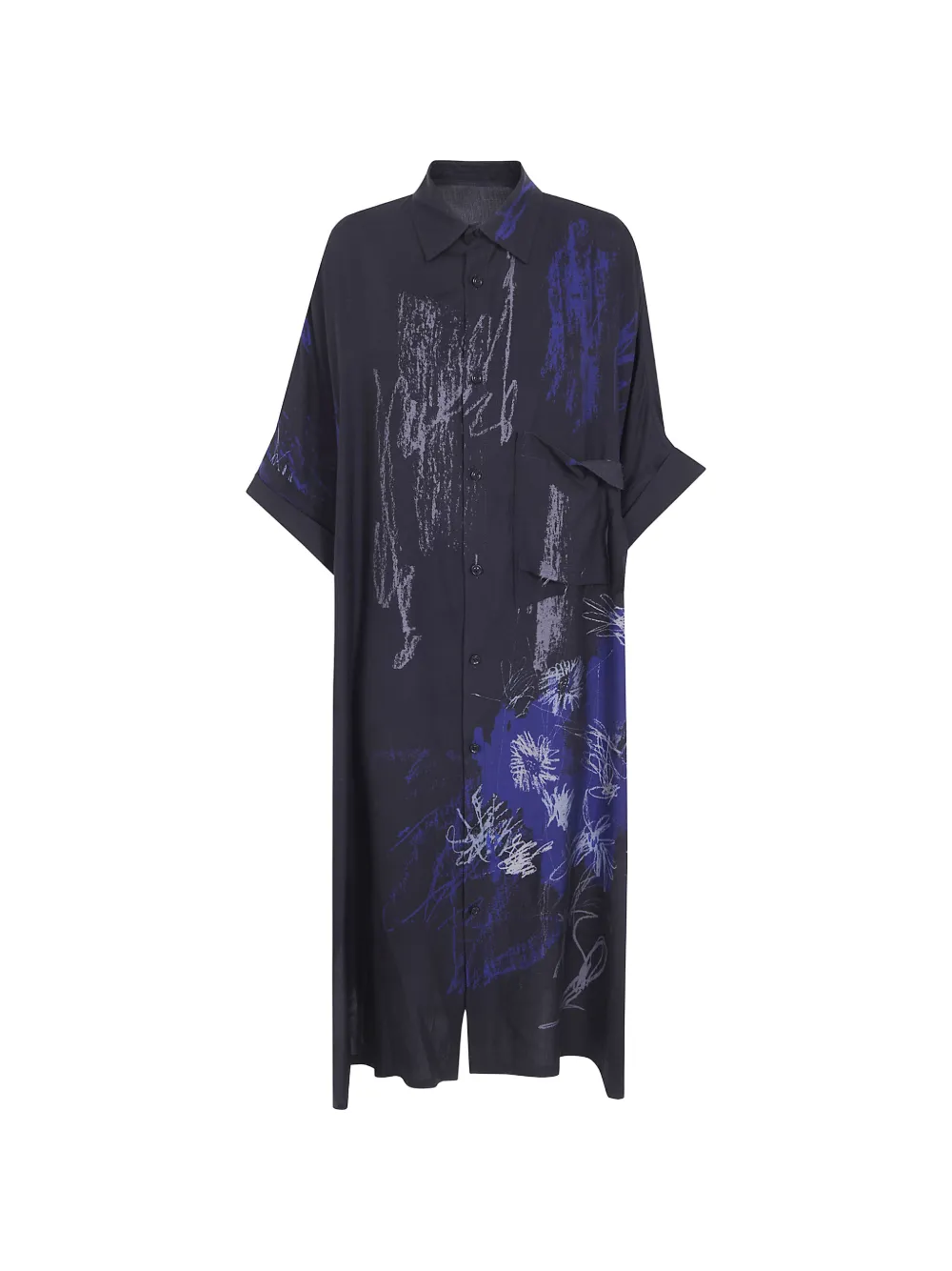 Y's graphic-print midi shirt dress - Black