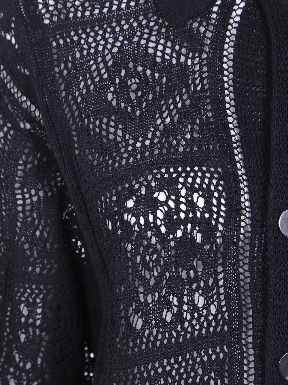 Y's Mexican gehaakte blouse met opgestikte zak Zwart