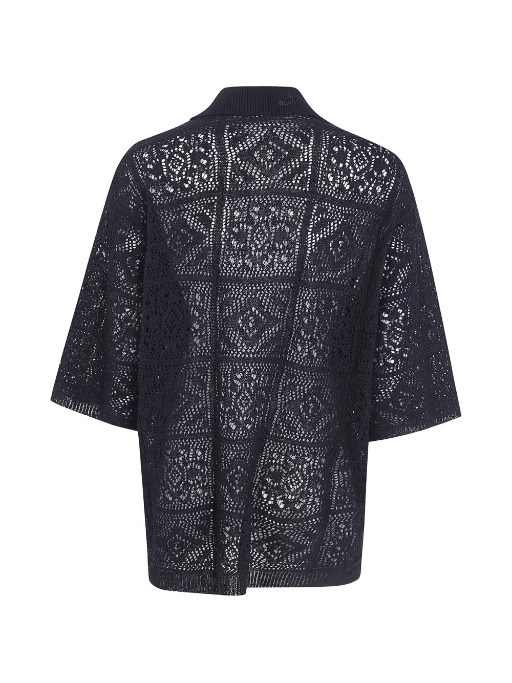 Y's Mexican gehaakte blouse met opgestikte zak Zwart