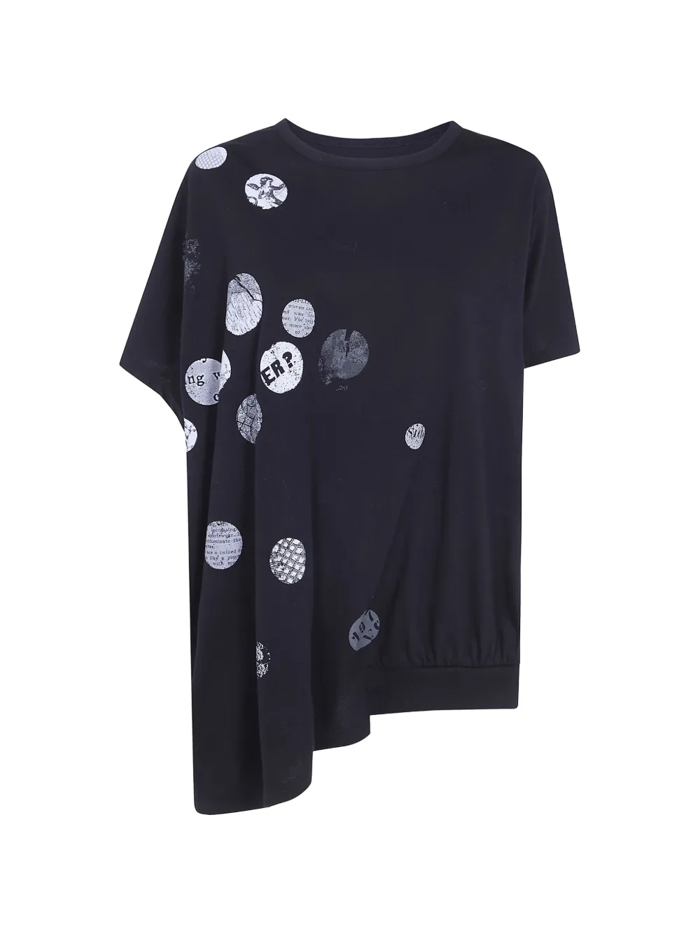 Y's Angel graphic-print asymmetric T-shirt - Nero