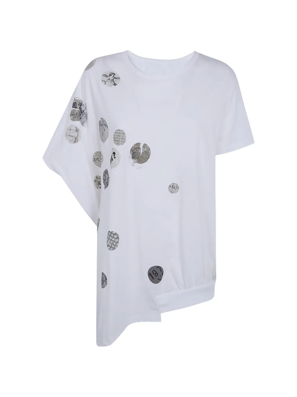 Y's Angel asymmetric graphic-print T-shirt - Bianco