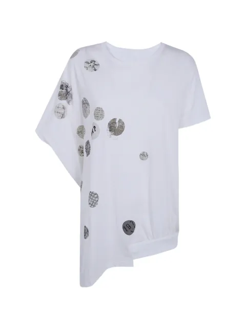 Y's Camiseta Angel assimétrica com estampa