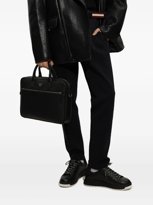 Emporio Armani Essential logo-plaque Briefcase | Black | FARFETCH