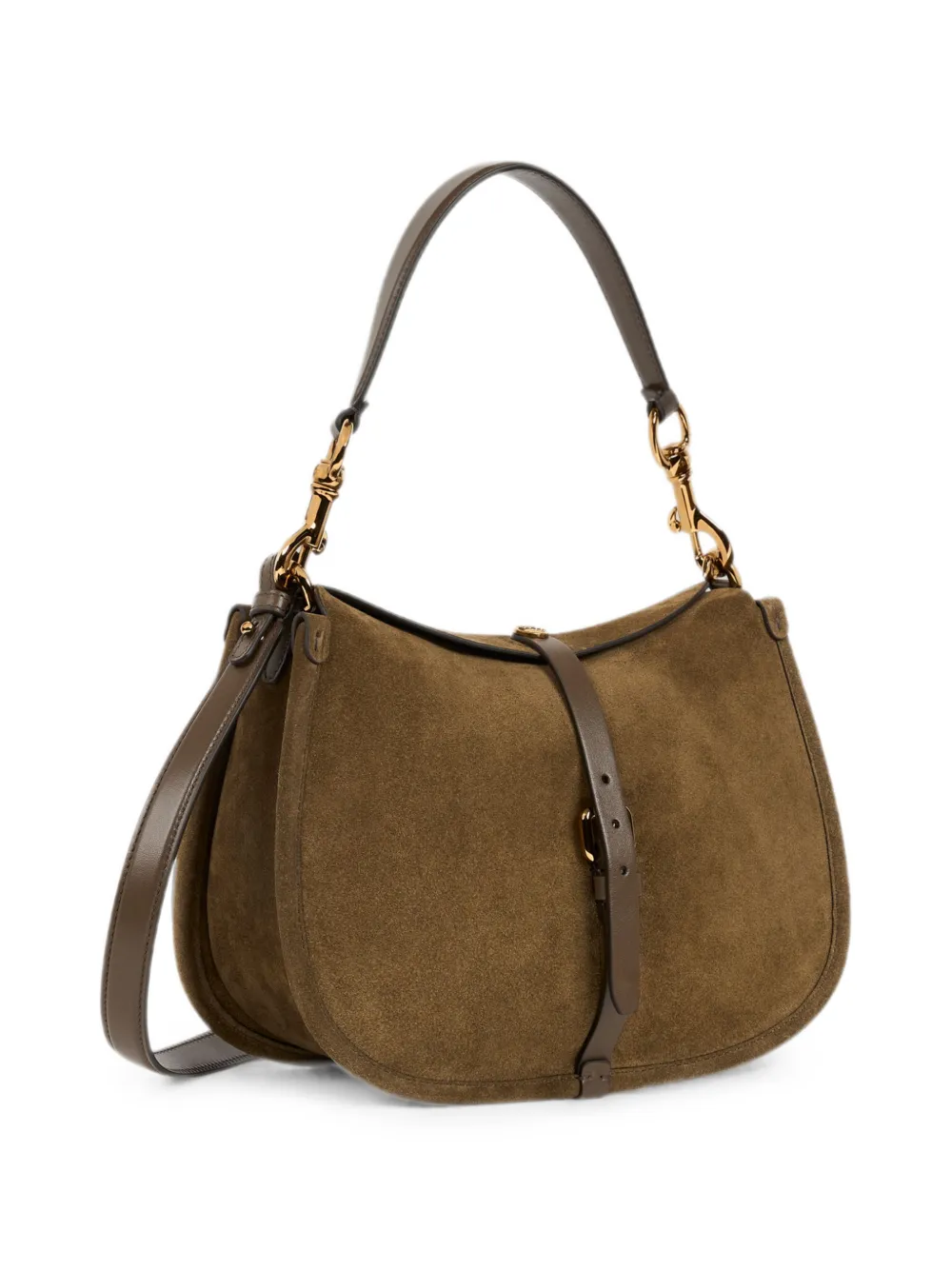 ETRO Medium Pony suède schoudertas met gespsluiting Groen