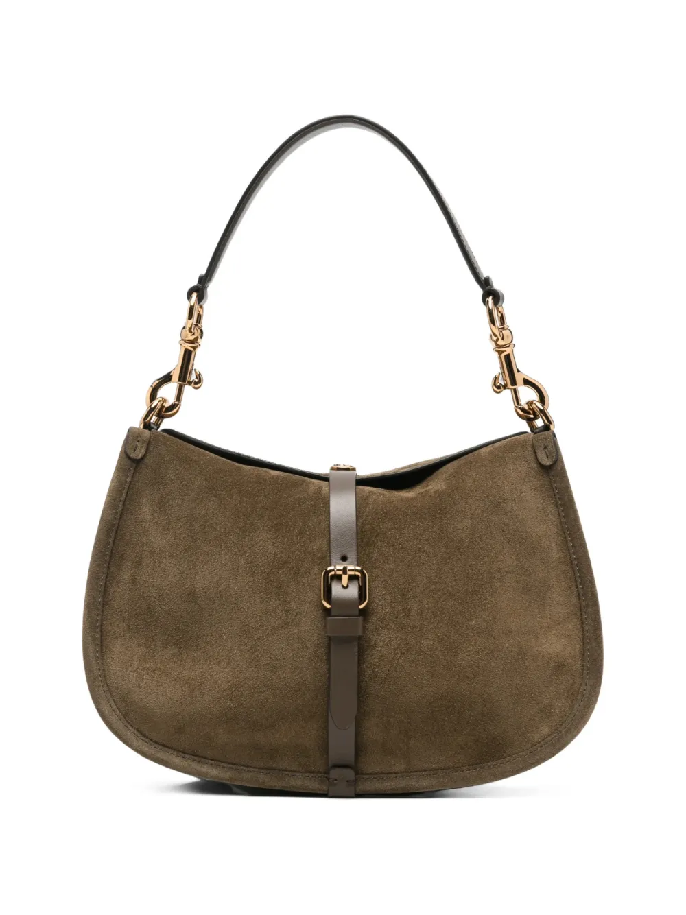 ETRO Medium Pony suède schoudertas met gespsluiting Groen