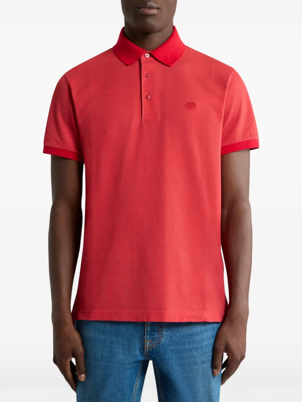 ETRO Katoenen poloshirt met Arnica-patroon Rood