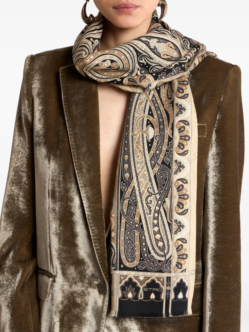ETRO Sjaal met print Beige