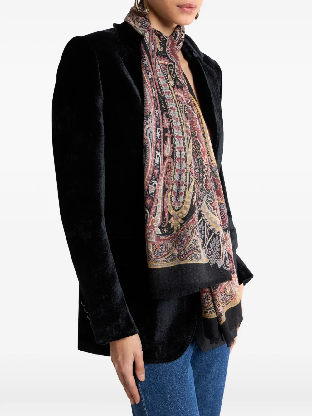 ETRO Sjaal met paisley-print Zwart