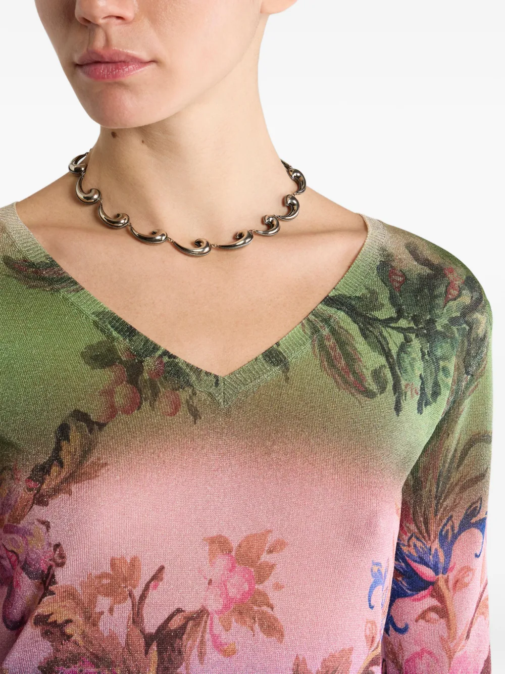  Etro Collar Paisley Mini - Plateado 