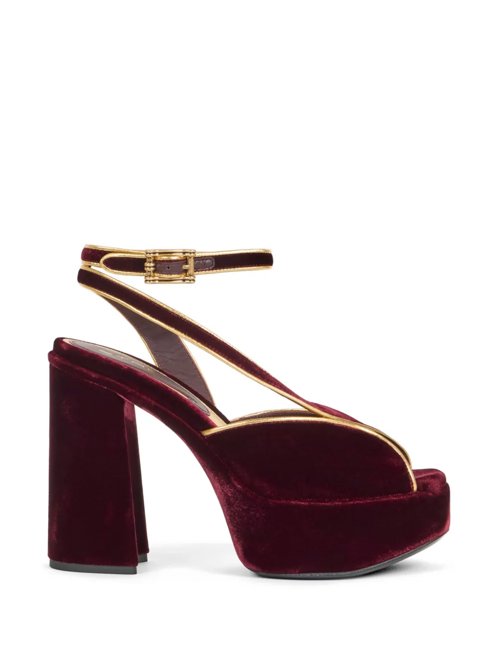 ETRO velvet metallic-trim platform sandals - Rosso