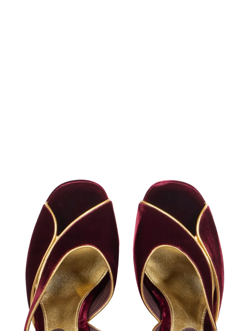 ETRO Fluwelen sandalen met plateauzool en metallic afwerking Rood