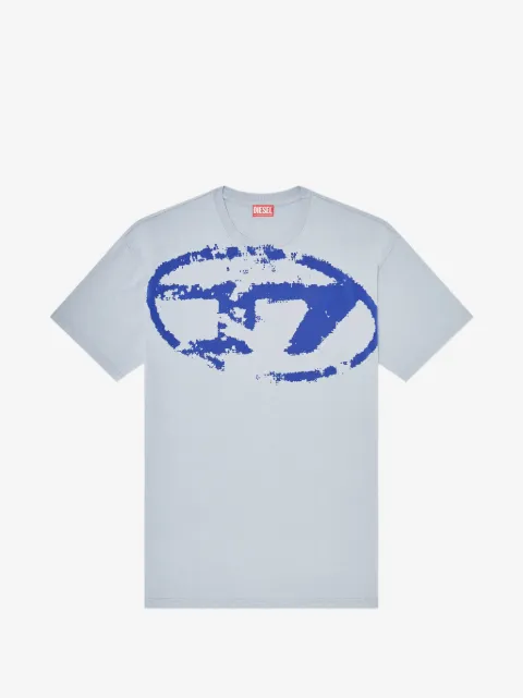 Diesel Camiseta com logo flocado e efeito destroyed