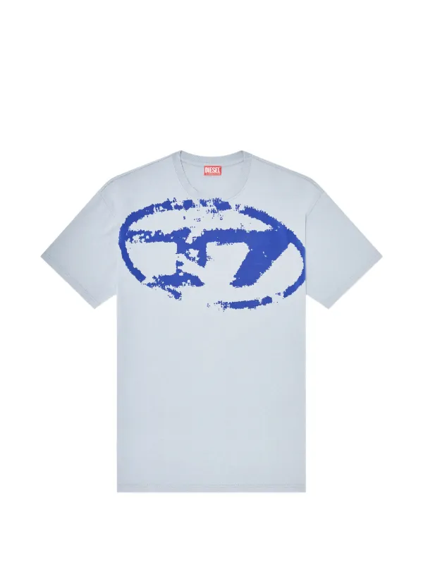 DIESEL ダメージ加工 Tシャツ Diesel ダメージ フロックロゴ Tシャツ | ブルー | FARFETCH JP