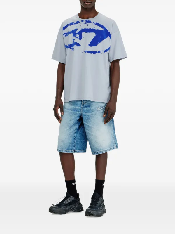 Diesel ダメージ フロックロゴ Tシャツ | ブルー | FARFETCH JP