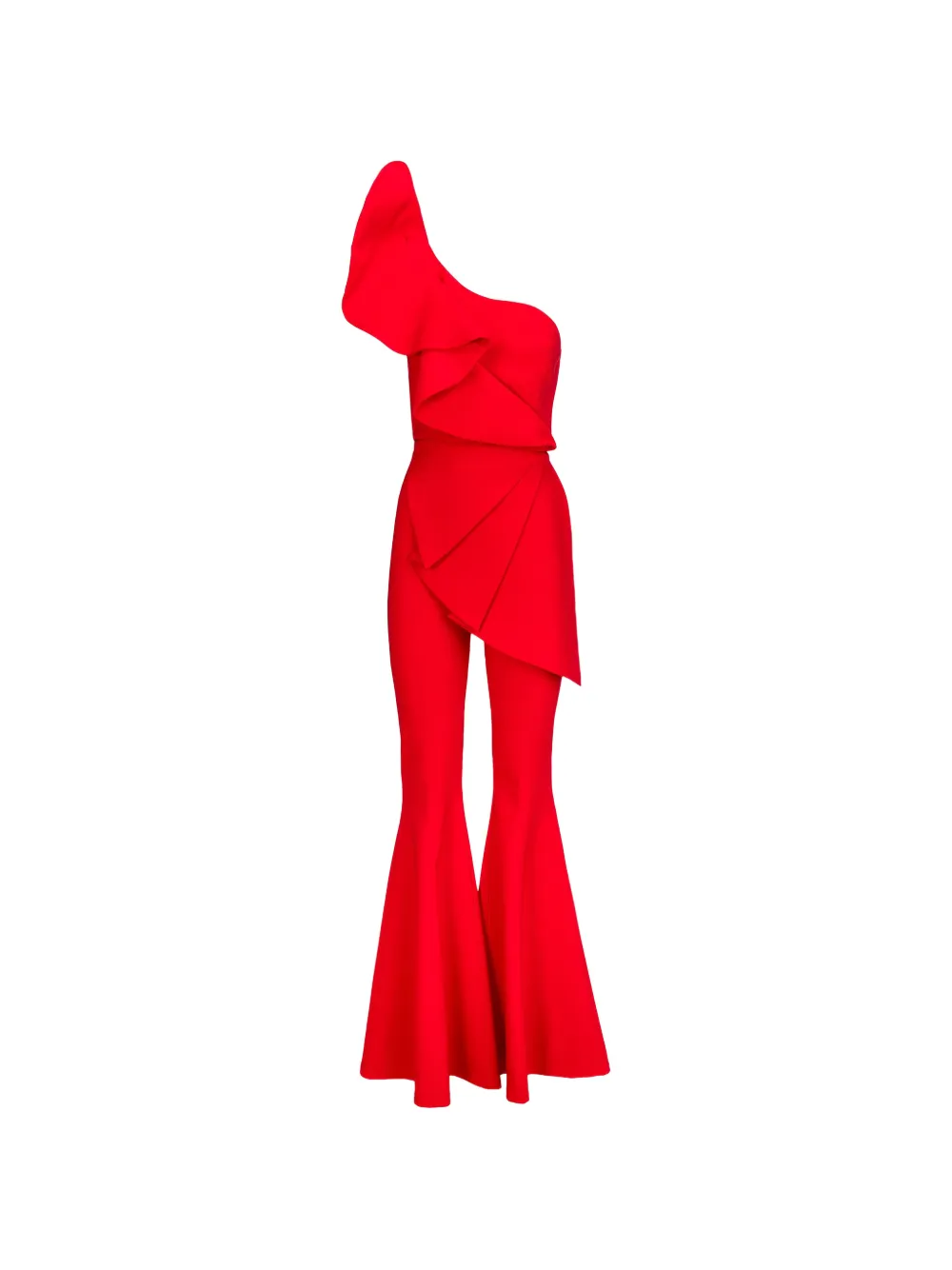 Catalina Venezia Co-Ord one-shoulder ruffled jumpsuit - Rosso