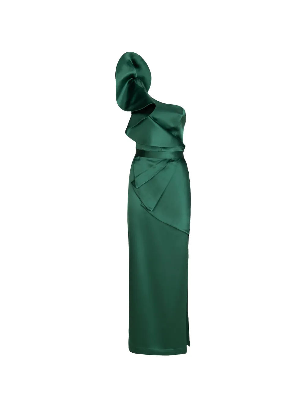 Catalina Venezia ruffled one-shoulder maxi dress - Verde