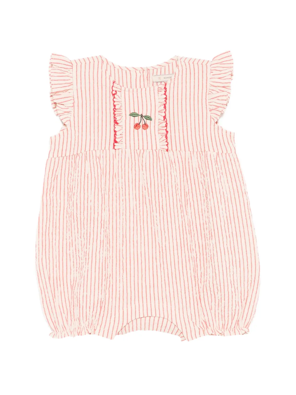 Konges Sløjd Ellie Frill cherry-embroidered ruffled romper - Toni neutri