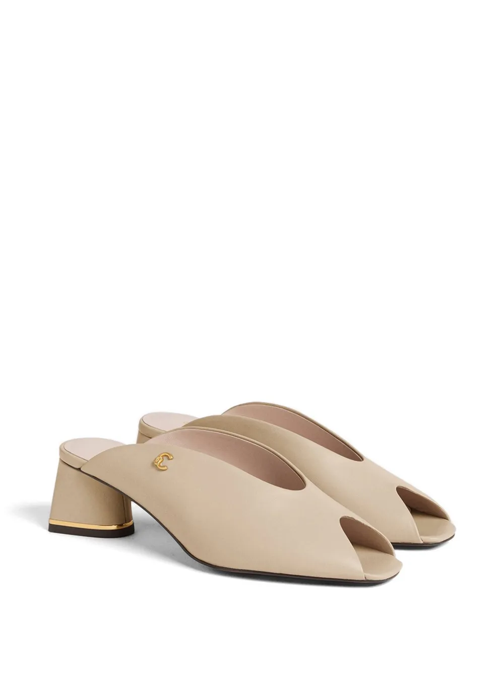 Coccinelle C-Everyday sandalen met blokhak en open neus Beige