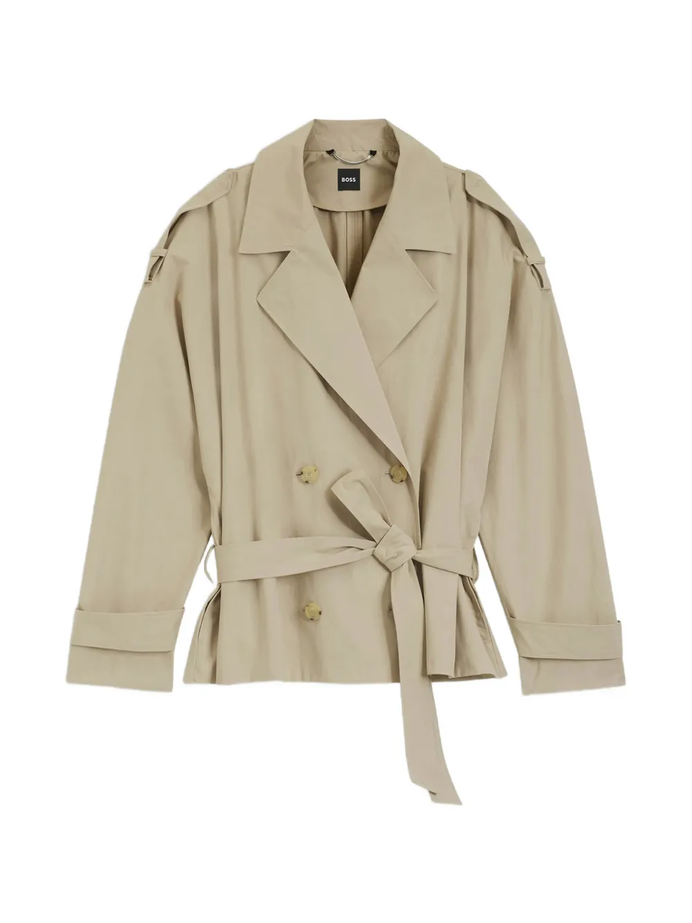 BOSS double-breasted belted coat - Toni neutri