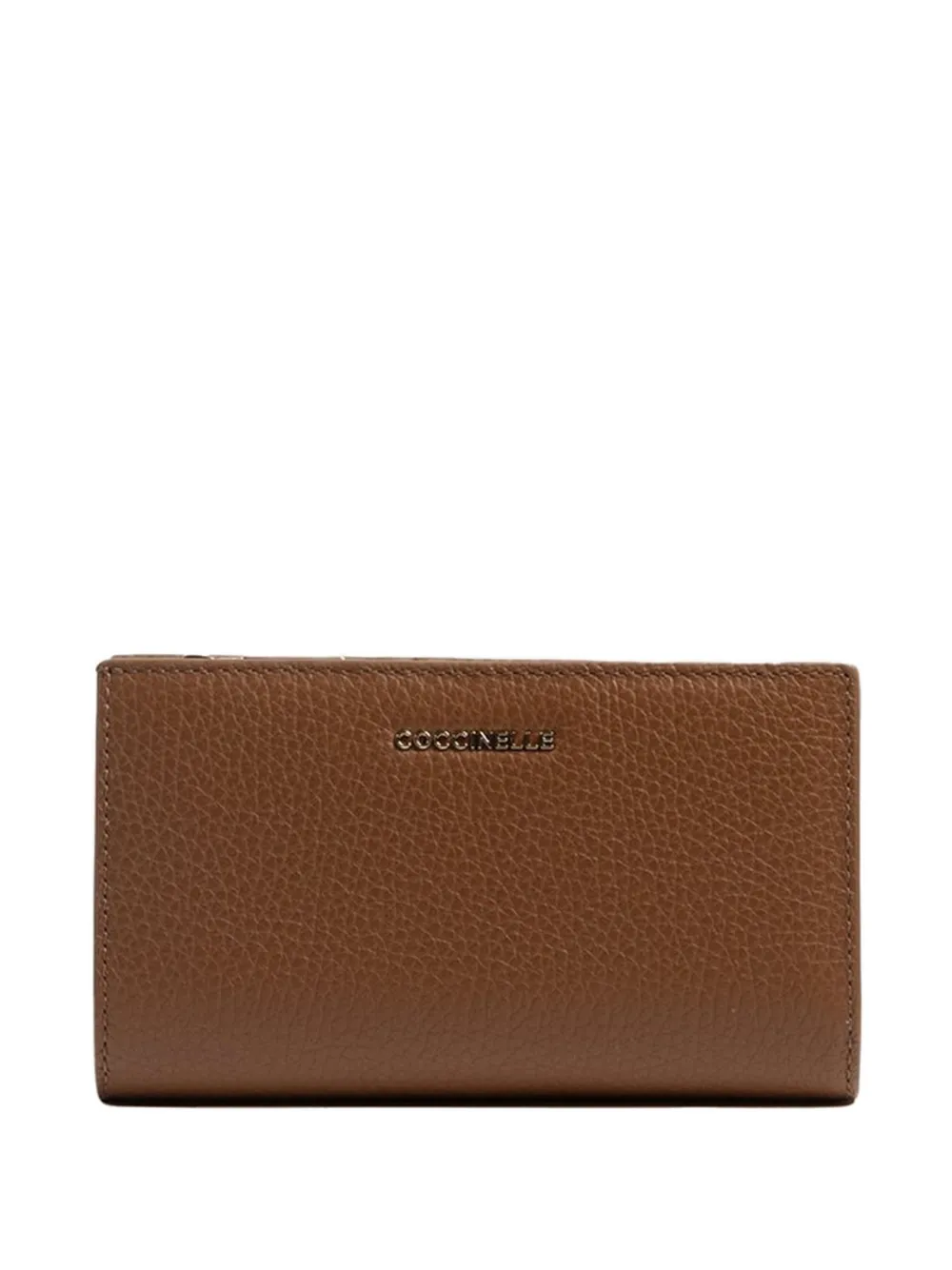 Coccinelle logo-lettering pebbled-leather wallet - Marrone