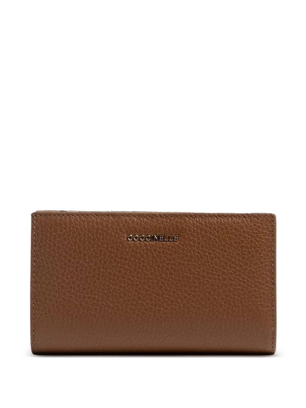 Coccinelle logo-lettering pebbled-leather wallet - Marrone