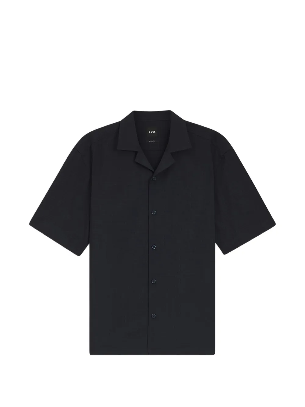 BOSS short-sleeve camp-collar shirt - Schwarz