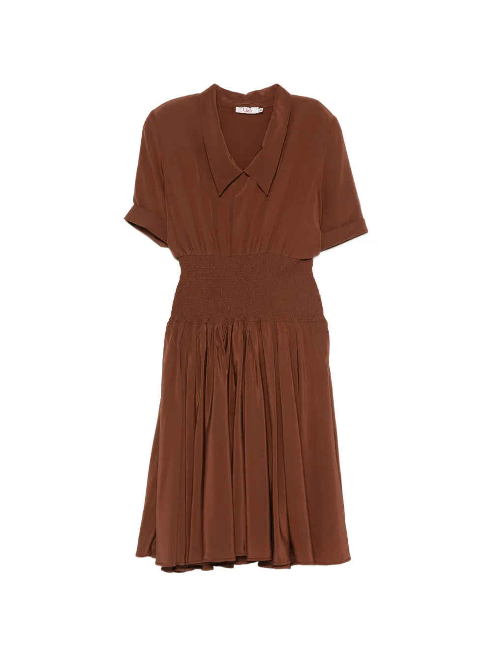 Christian Dior Pre-Owned 1980s shirred-waist pleated midi dress - Marrone