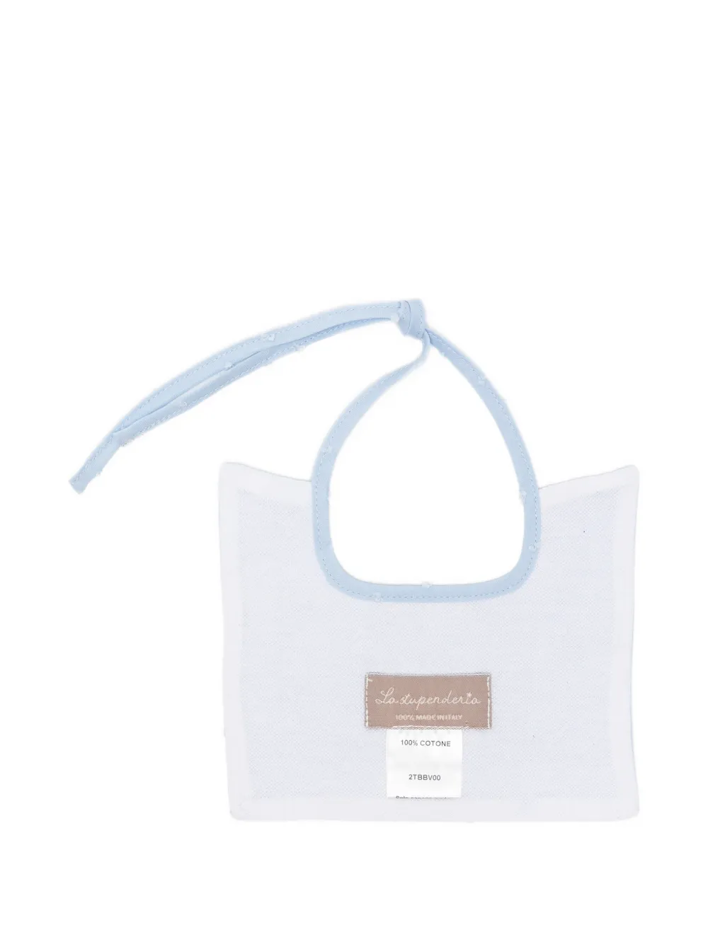 La Stupenderia Plumetis slabbetje met grosgrain afwerking Blauw