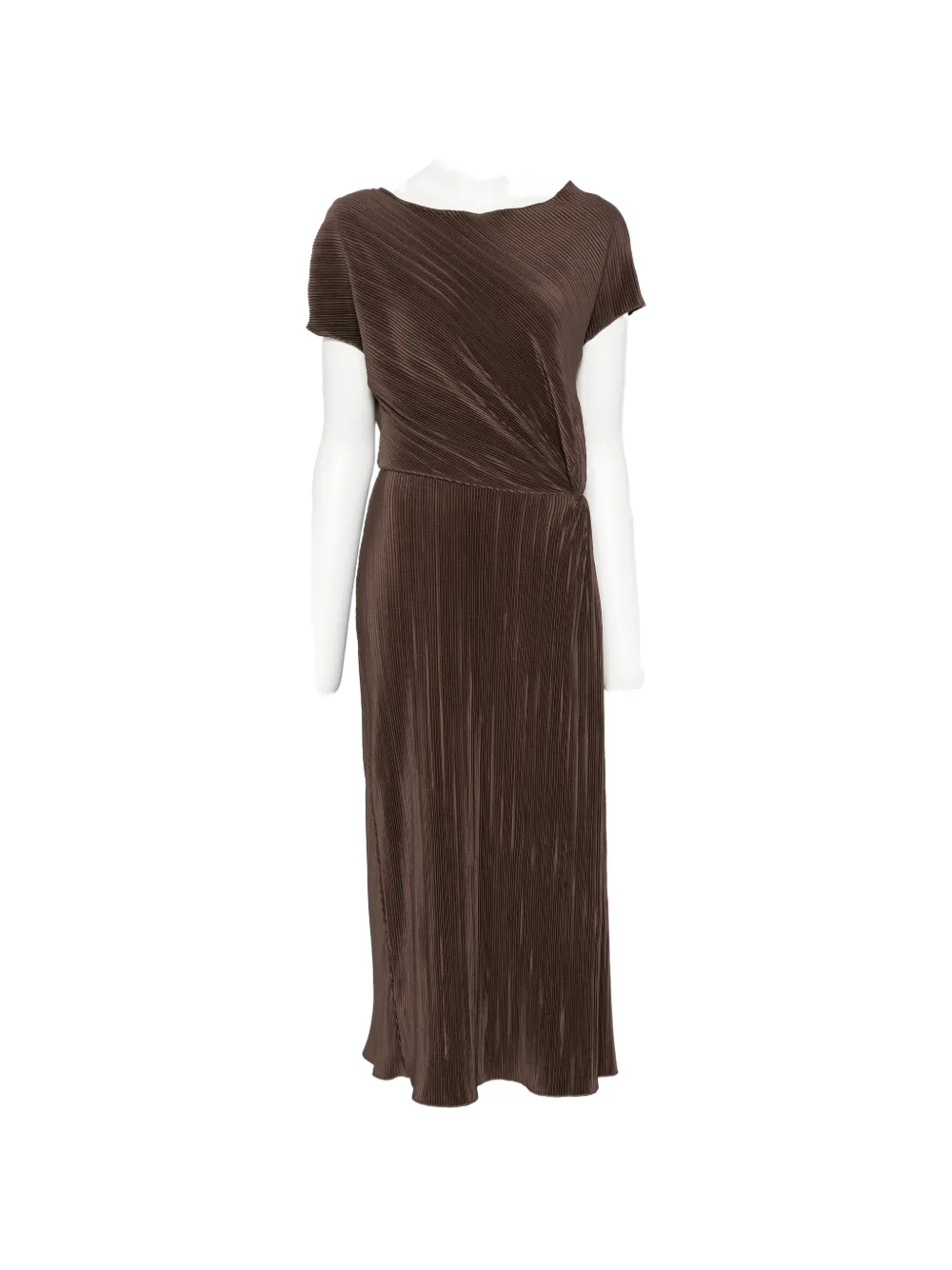 Vince pleated twist-detail midi dress - Marrone