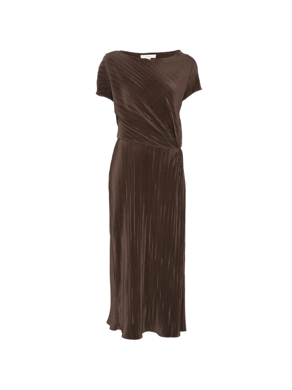Vince pleated twist-detail midi dress - Marrone
