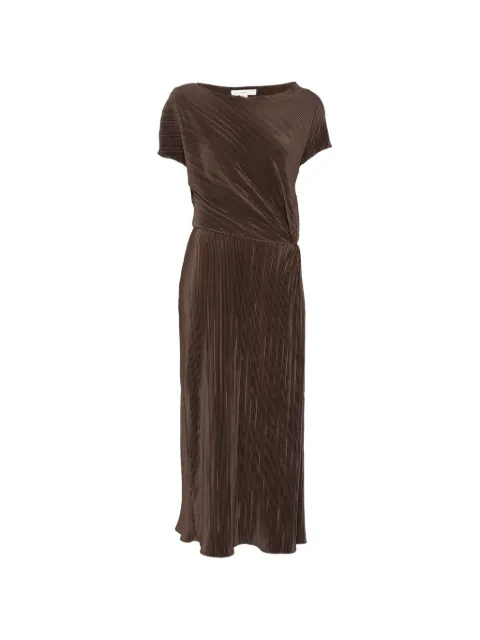 Vince pleated twist-detail midi dress