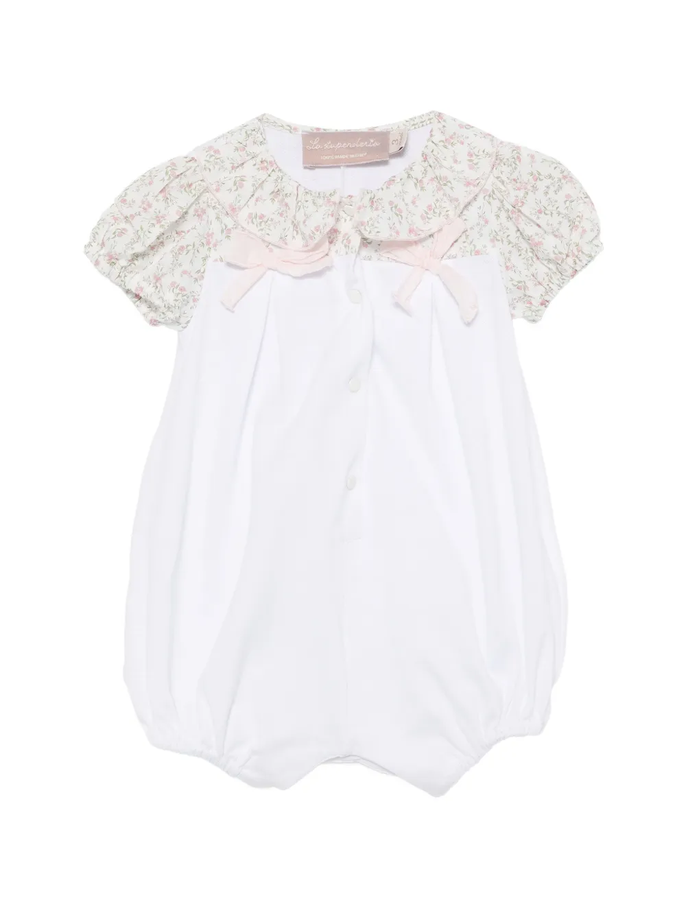 La Stupenderia floral-print bow-detail shorties - Bianco