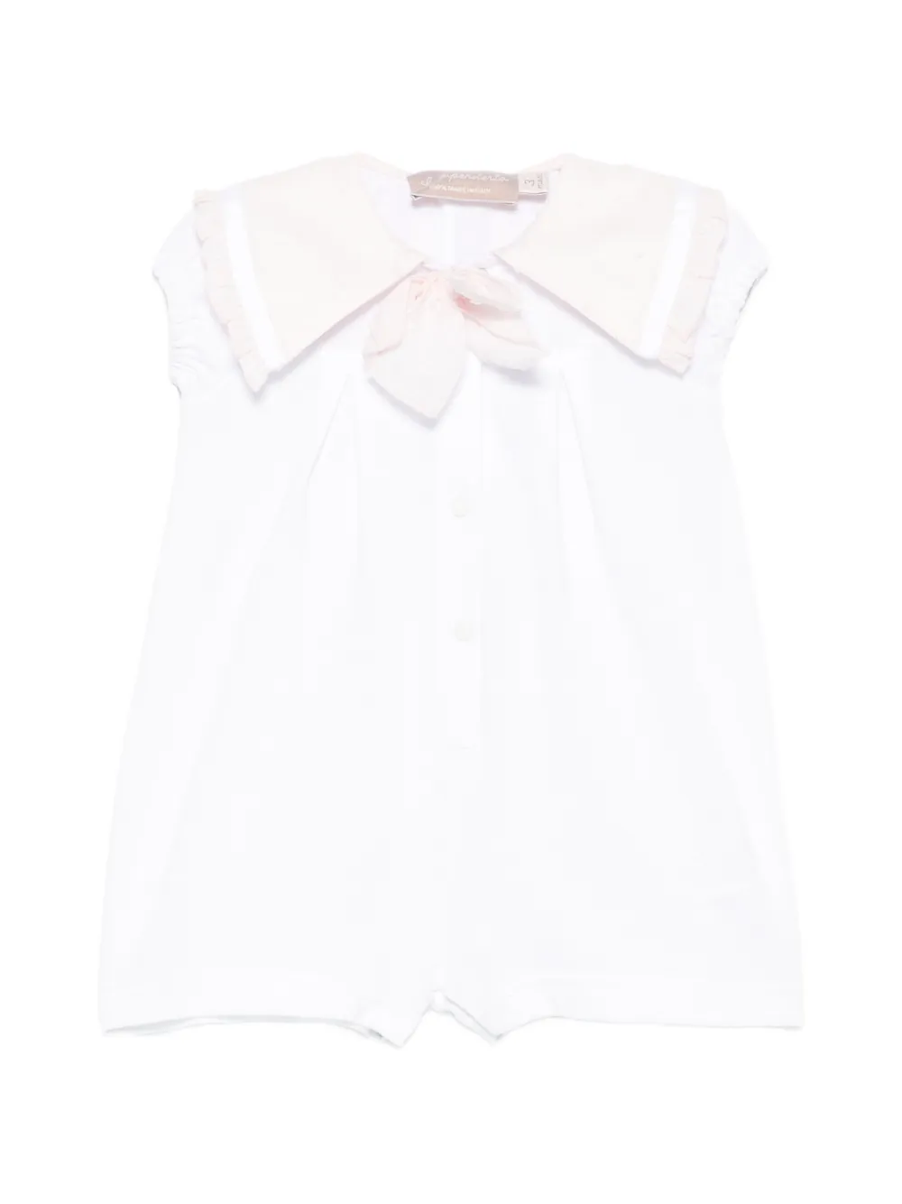 La Stupenderia sailor-collar bow-detail romper - Bianco