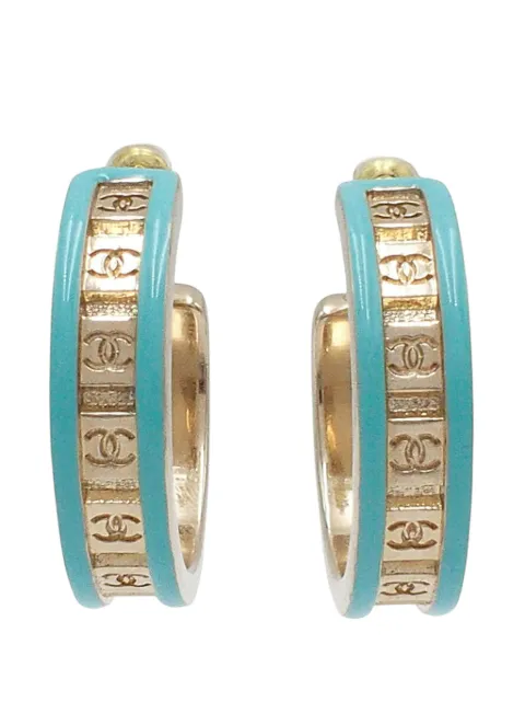 CHANEL Pre-Owned boucles d'oreilles anneaux en plaqué or CC (2024)