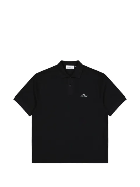 Stone Island logo-embroidered pique polo shirt