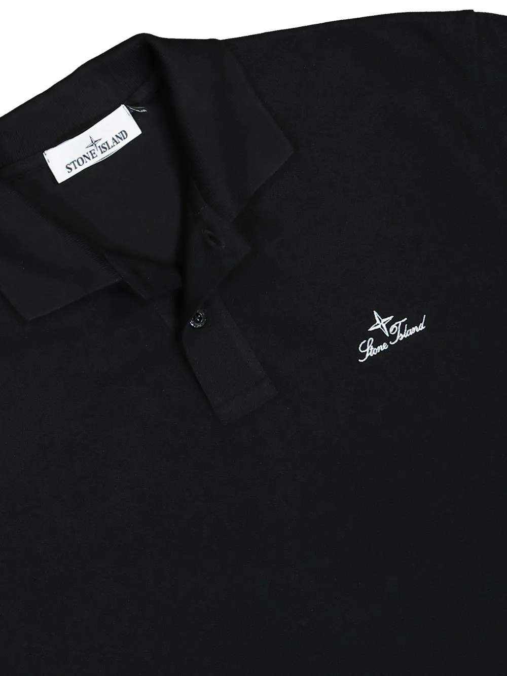 Stone Island Piqué poloshirt met geborduurd logo Zwart