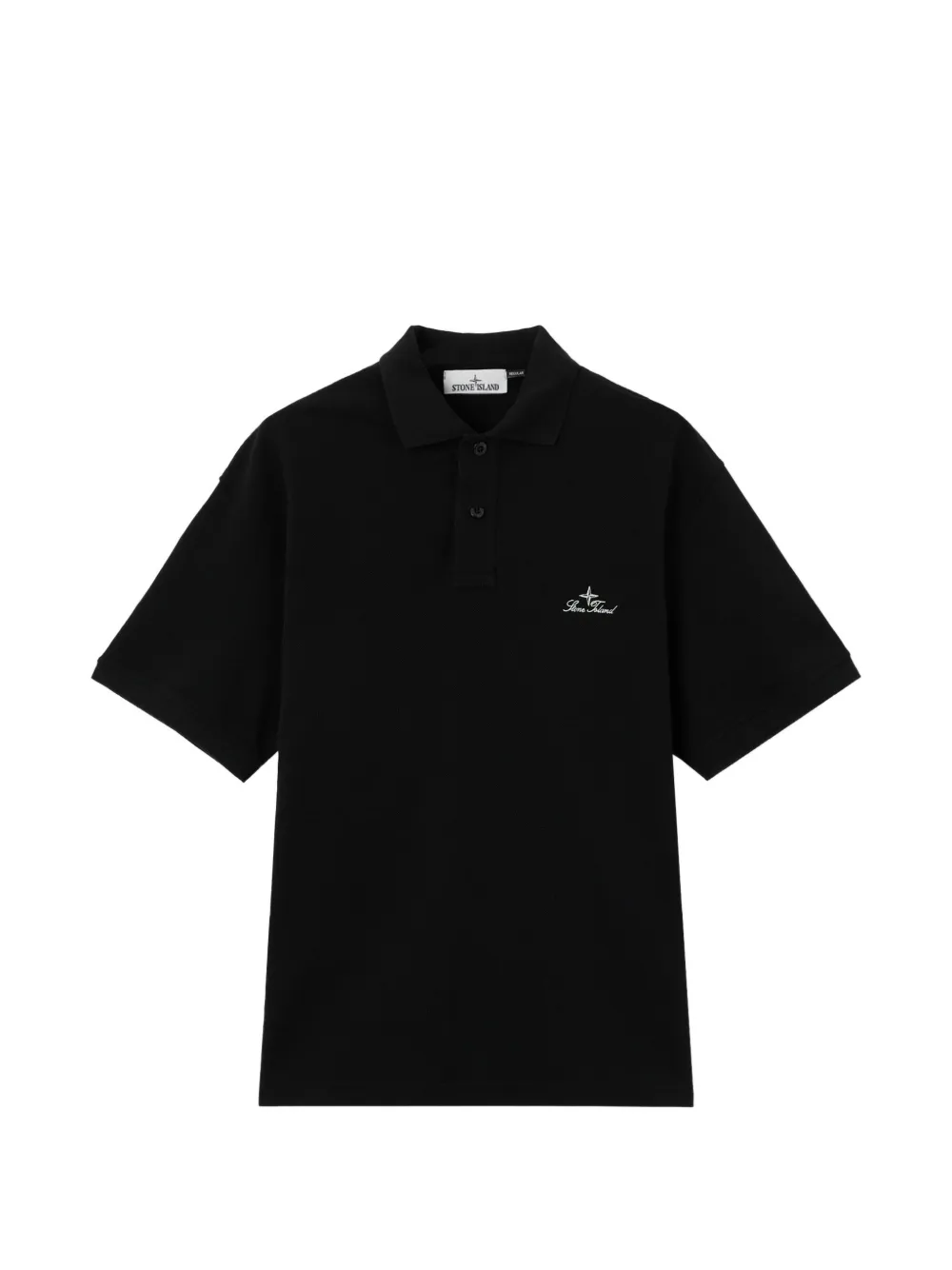 Stone Island logo-embroidered pique polo shirt - Nero