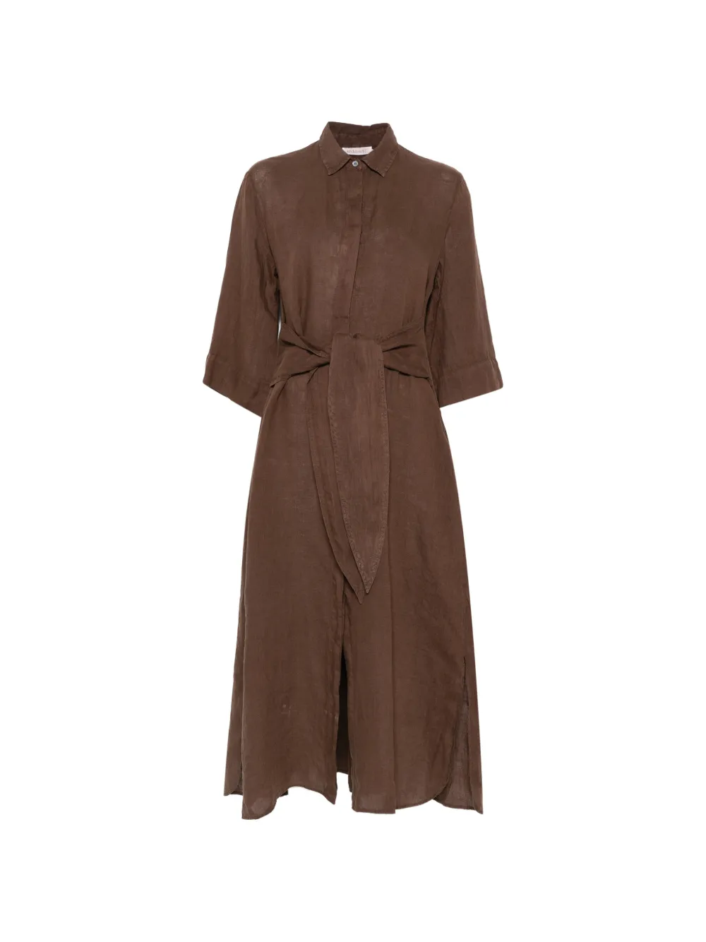 belted button-fastening midi dress