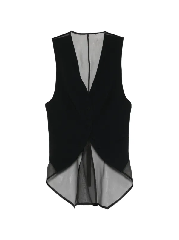 Emporio Armani Sheer-panel Waistcoat in Black