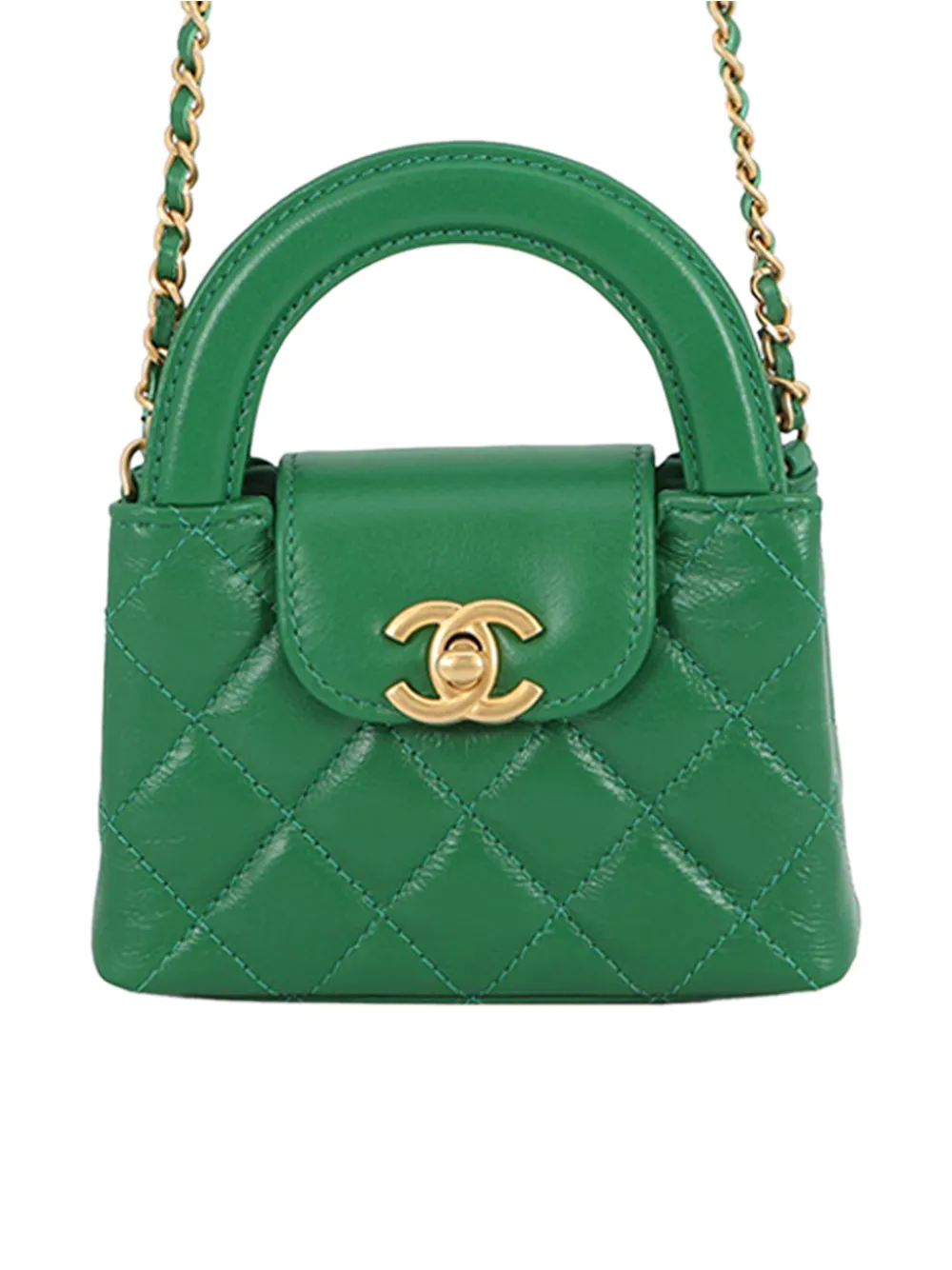 CHANEL Pre-Owned 2021-2026 Nano Aged Calfskin Kelly Shopper Bag satchel - Verde