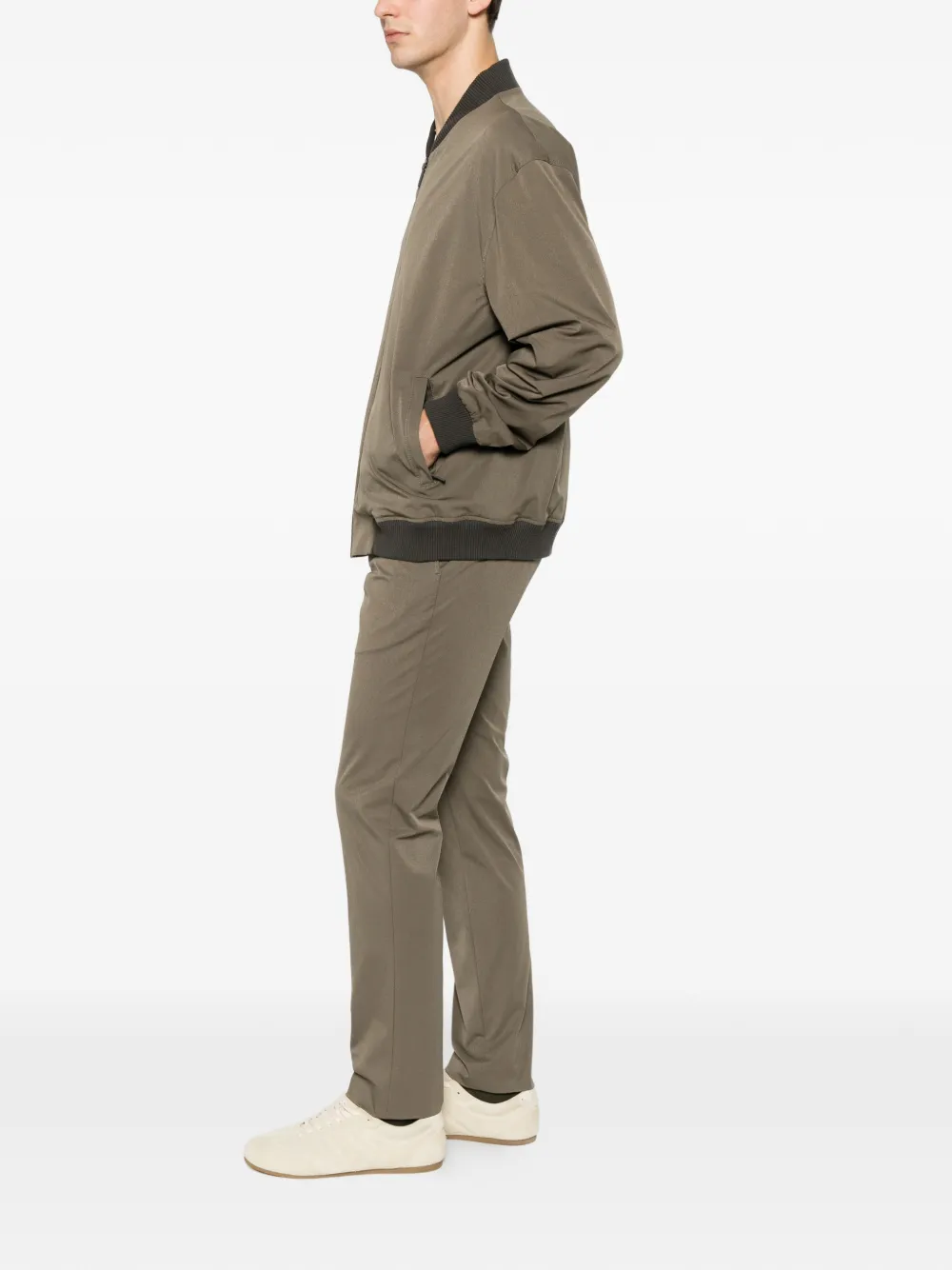 Karl Lagerfeld Bomberjack met geribbelde afwerking Groen