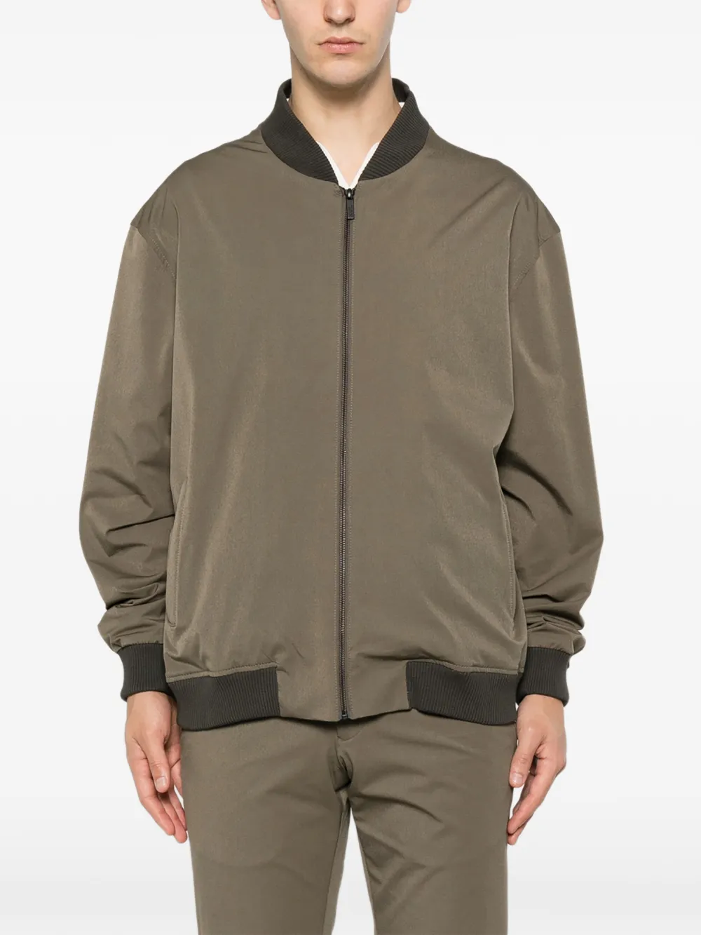 Karl Lagerfeld Bomberjack met geribbelde afwerking Groen